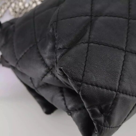 Stella MacCartney Chain Hand Bag Leather 2way Black Silver Auth mr934 - Picture 13 of 16